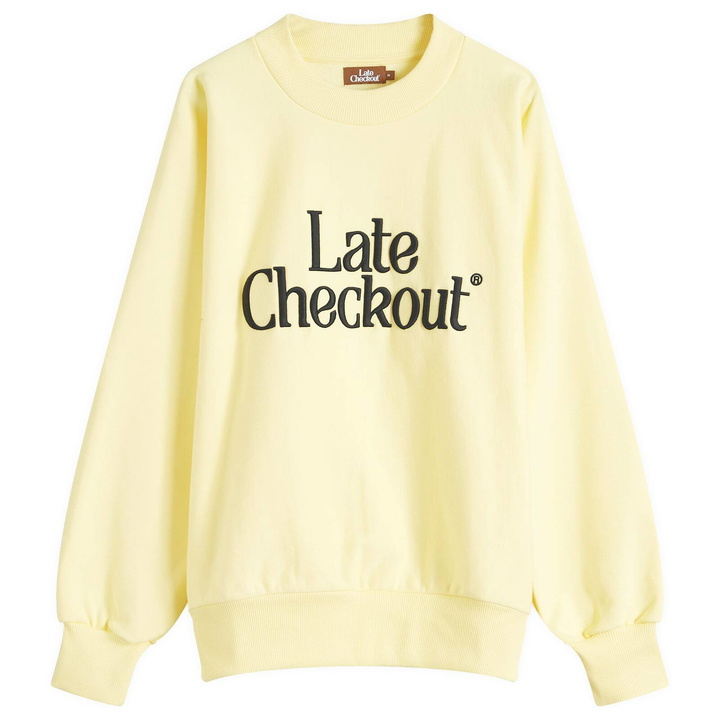 Photo: Late Checkout Men's LC Logo Crew Sweat in Yellow