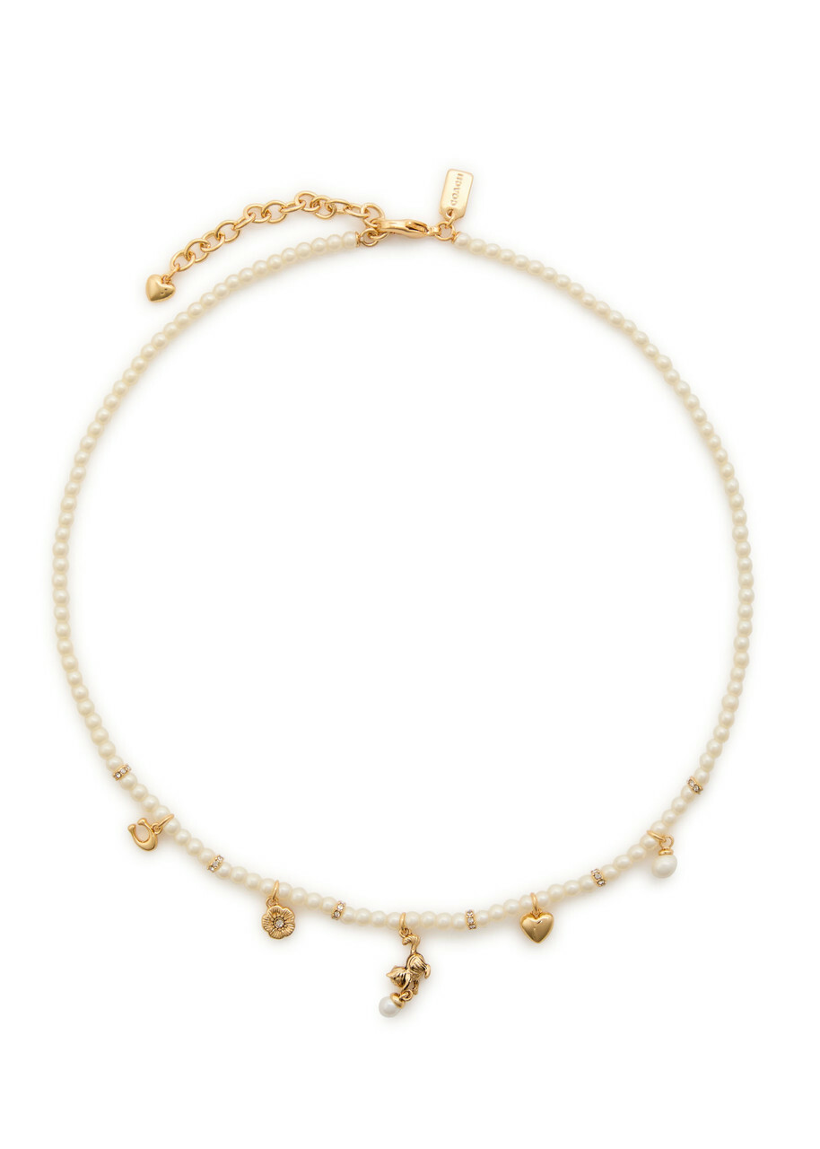 Coach Pearl Beaded Charm Necklace - One Size