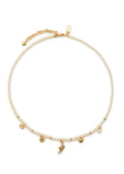 Coach Pearl Beaded Charm Necklace - One Size