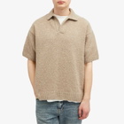 Represent Men's Boucle Textured Knit Polo Shirt in Cahsmere