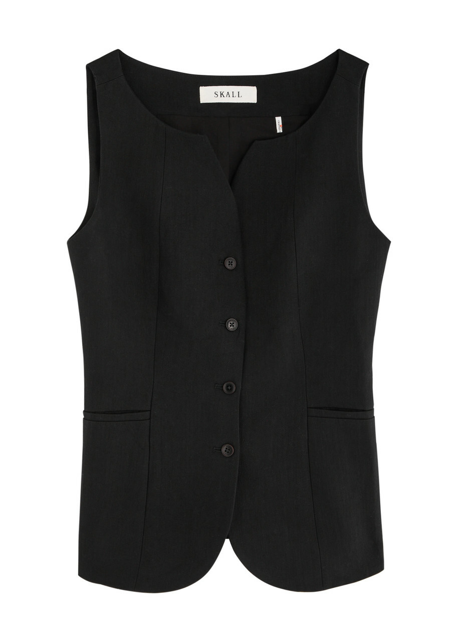 Skall Studio Toni Linen-blend Waistcoat Black