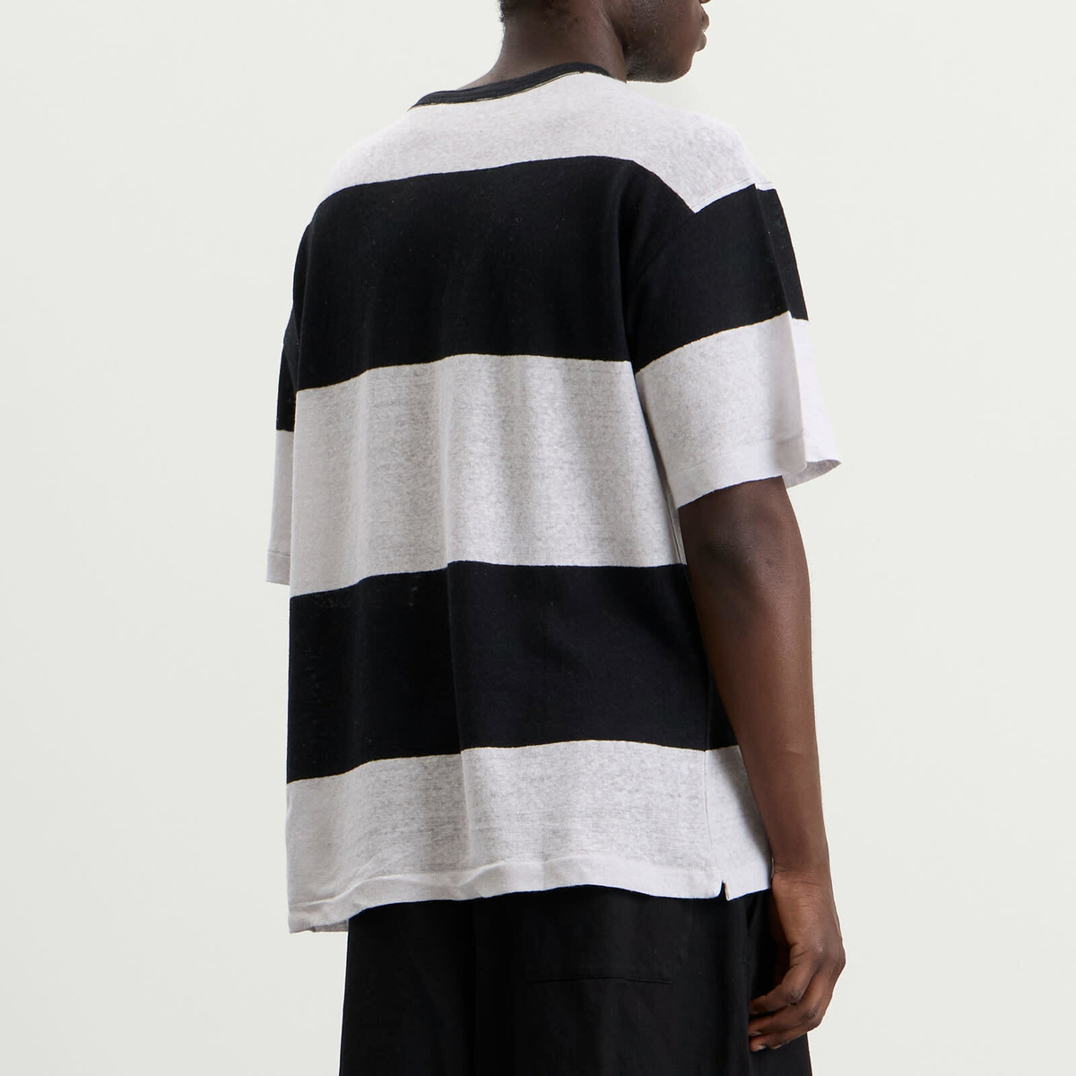 YMC Men's Triple T Shirt in Black/Light Grey