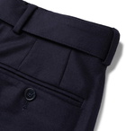 Officine Generale - Navy Ollie Tapered Cropped Belted Wool-Flannel Trousers - Navy