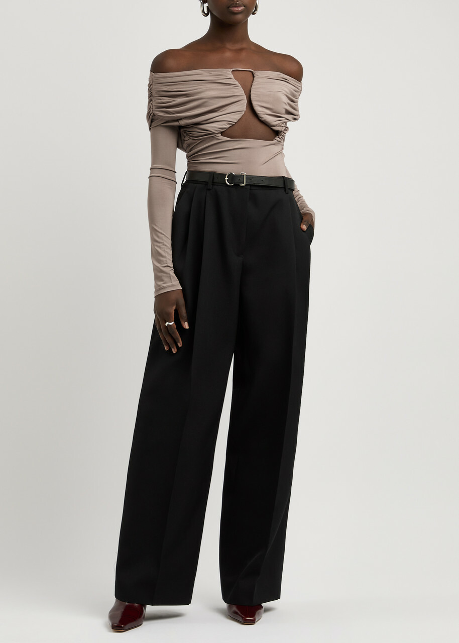 Paris Georgia Axel Cut-out Stretch-jersey top Brown