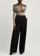 Paris Georgia Axel Cut-out Stretch-jersey top Brown