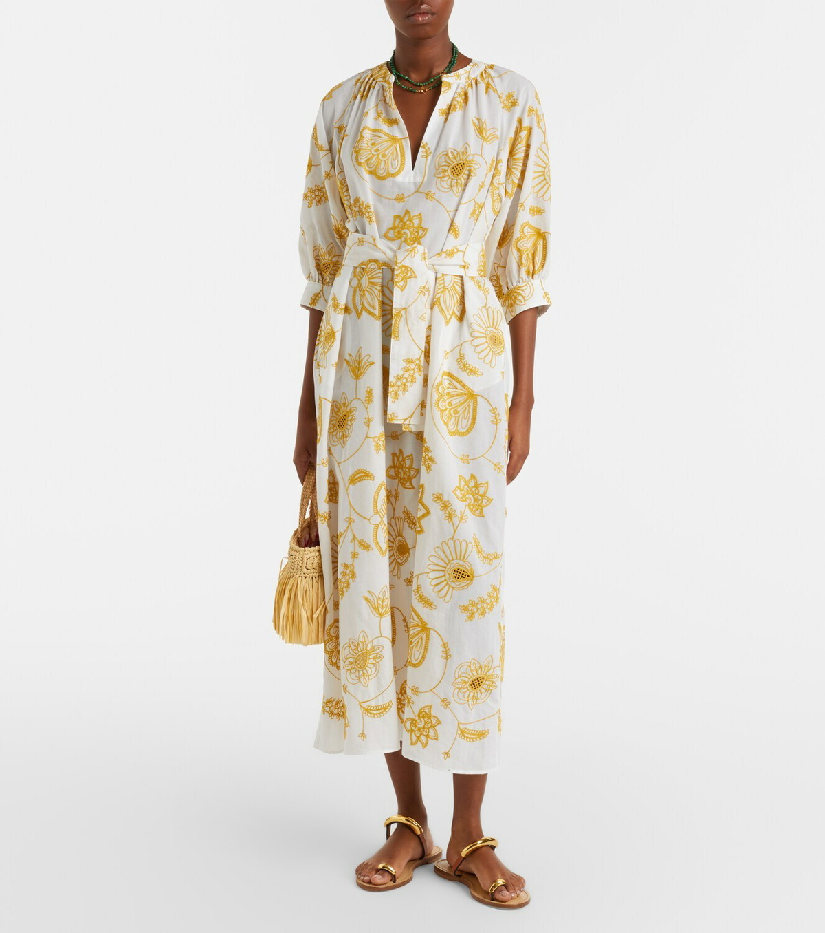 Eres Anjana embroidered cotton-blend midi dress