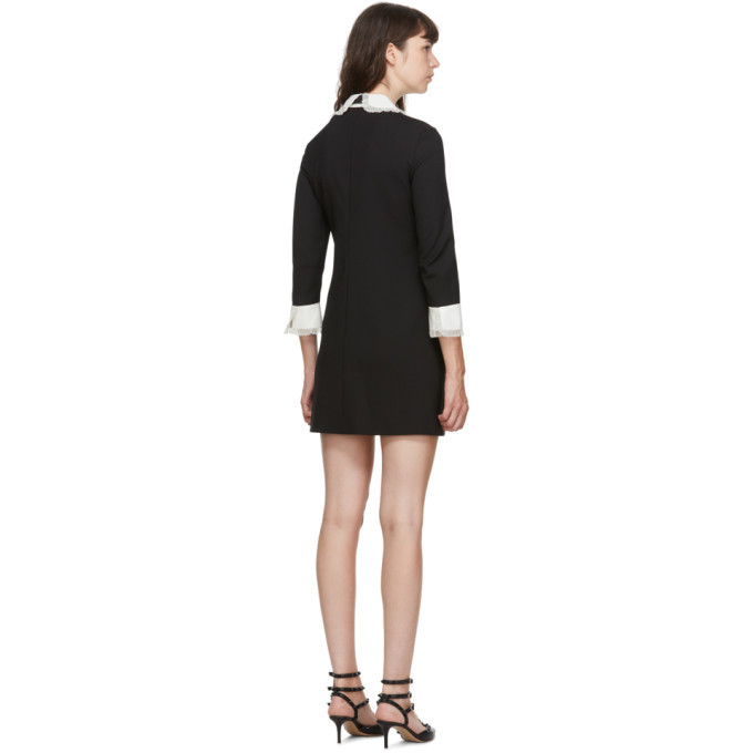 valentino black dress white collar RED VALENTINO - Lace Bib Knit Tunic Dress - Black - XS Size main image 0