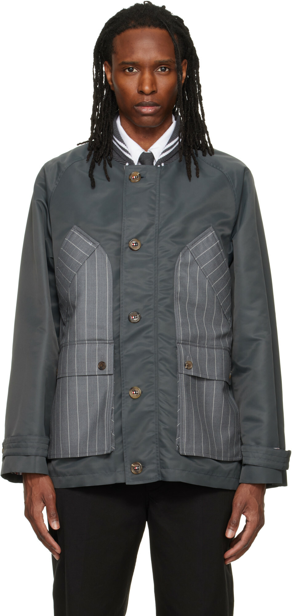 Thom Browne Gray Tech Twill Field Jacket