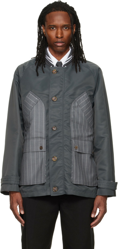 Photo: Thom Browne Gray Tech Twill Field Jacket
