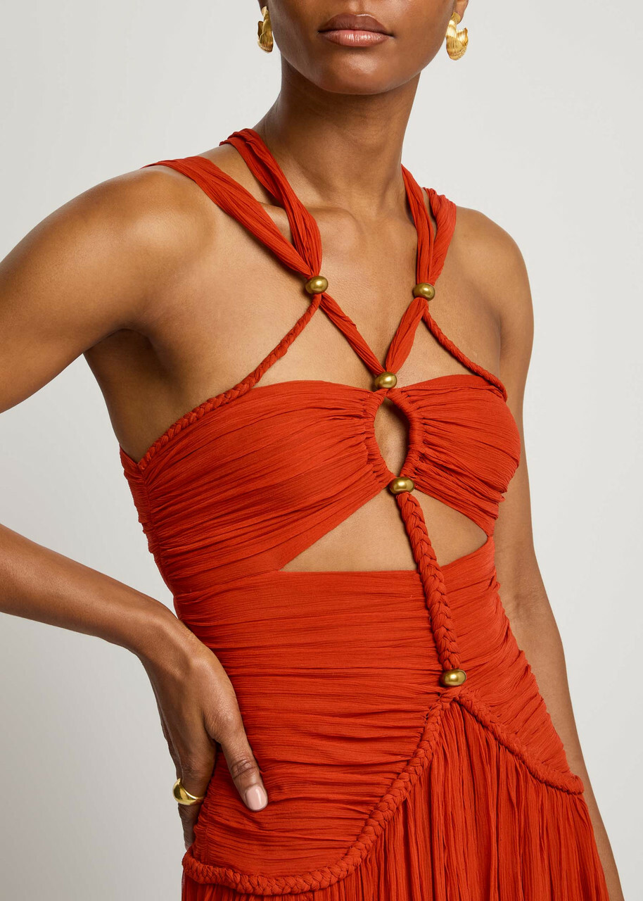 isabel marant orange dress Isabel Marant Rafael Plissé Silk-chiffon Maxi Dress Orange Isabel Marant