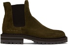 Common Projects Khaki Stamped Chelsea Boots