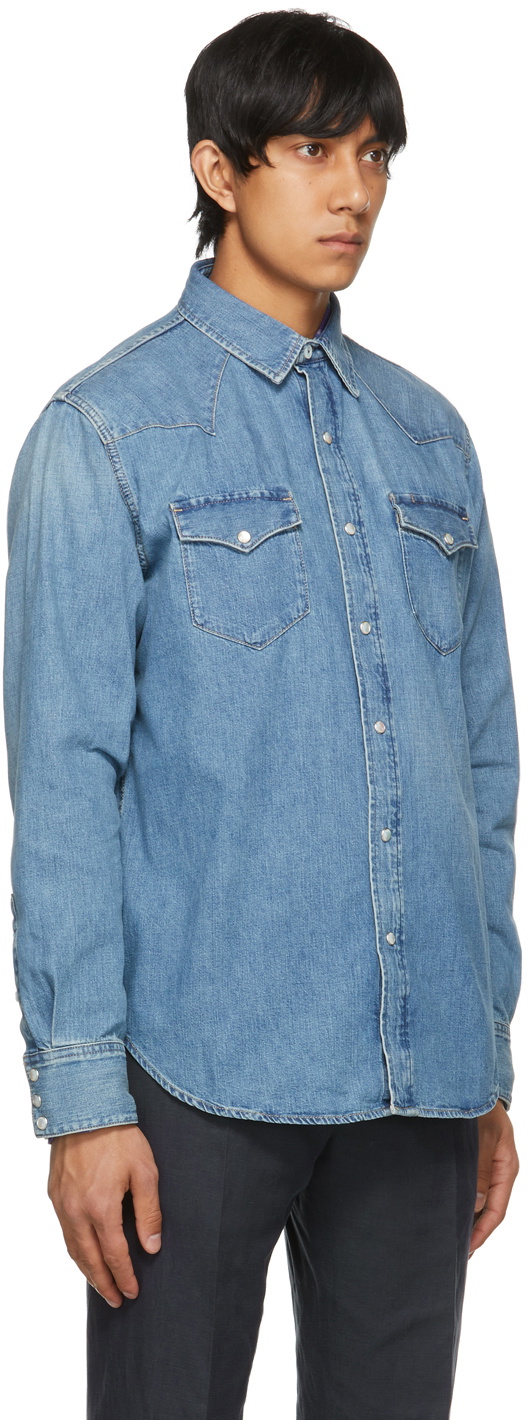 Ralph Lauren Purple Label Blue Denim Western Shirt