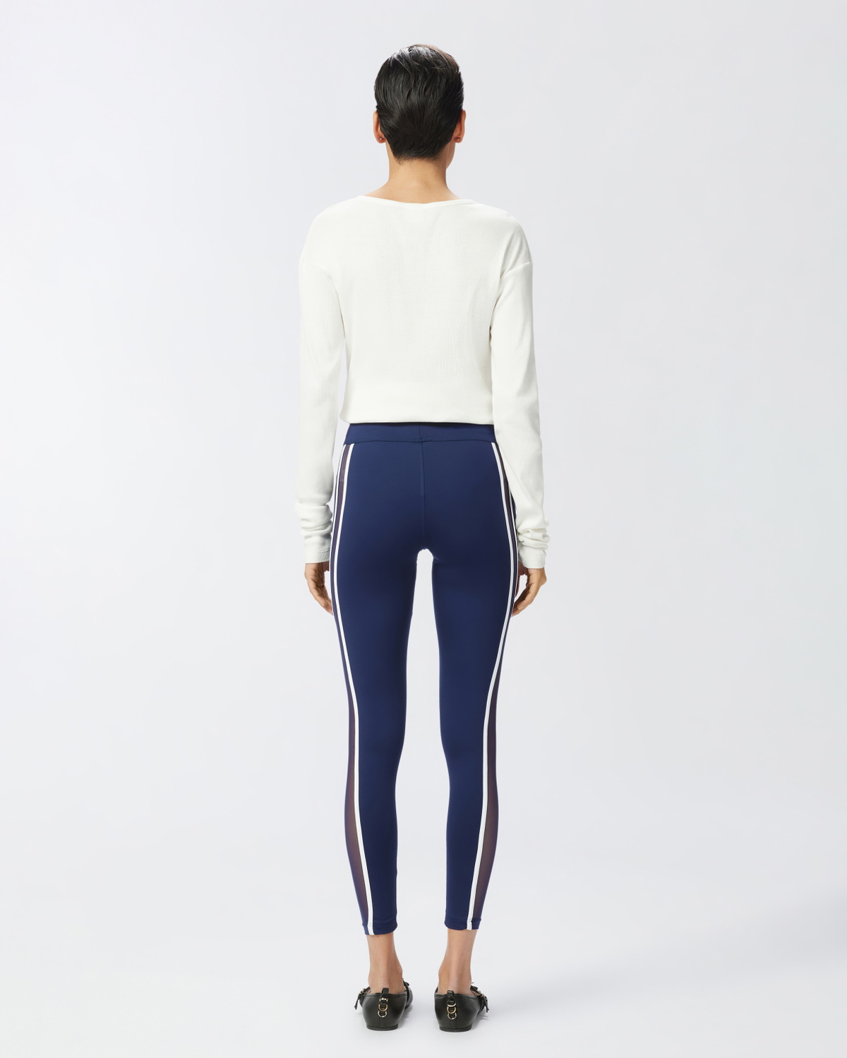 Pinko Leggings With Sheer Inserts Blue/White