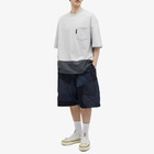 Comme des Garçons Homme Men's Heavyweight Panelled Drawstring Pock in Light Grey/Charcoal