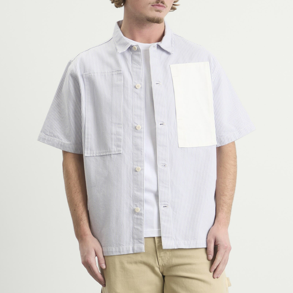 Stan Ray Men's Short Sleeve Painter Shirt in Cosmic Purple Hickory