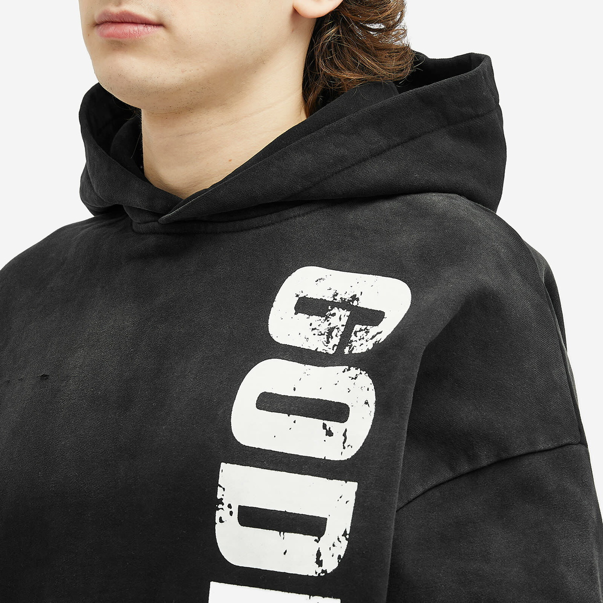 God Made Men's Logo Hoodie in Washed Black