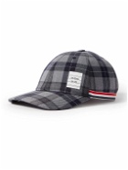 Thom Browne - Shell-Trimmed Checked Wool-Blend Twill Baseball Cap - Gray