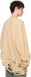 doublet Beige Zombie Silhouette Knit Cardigan