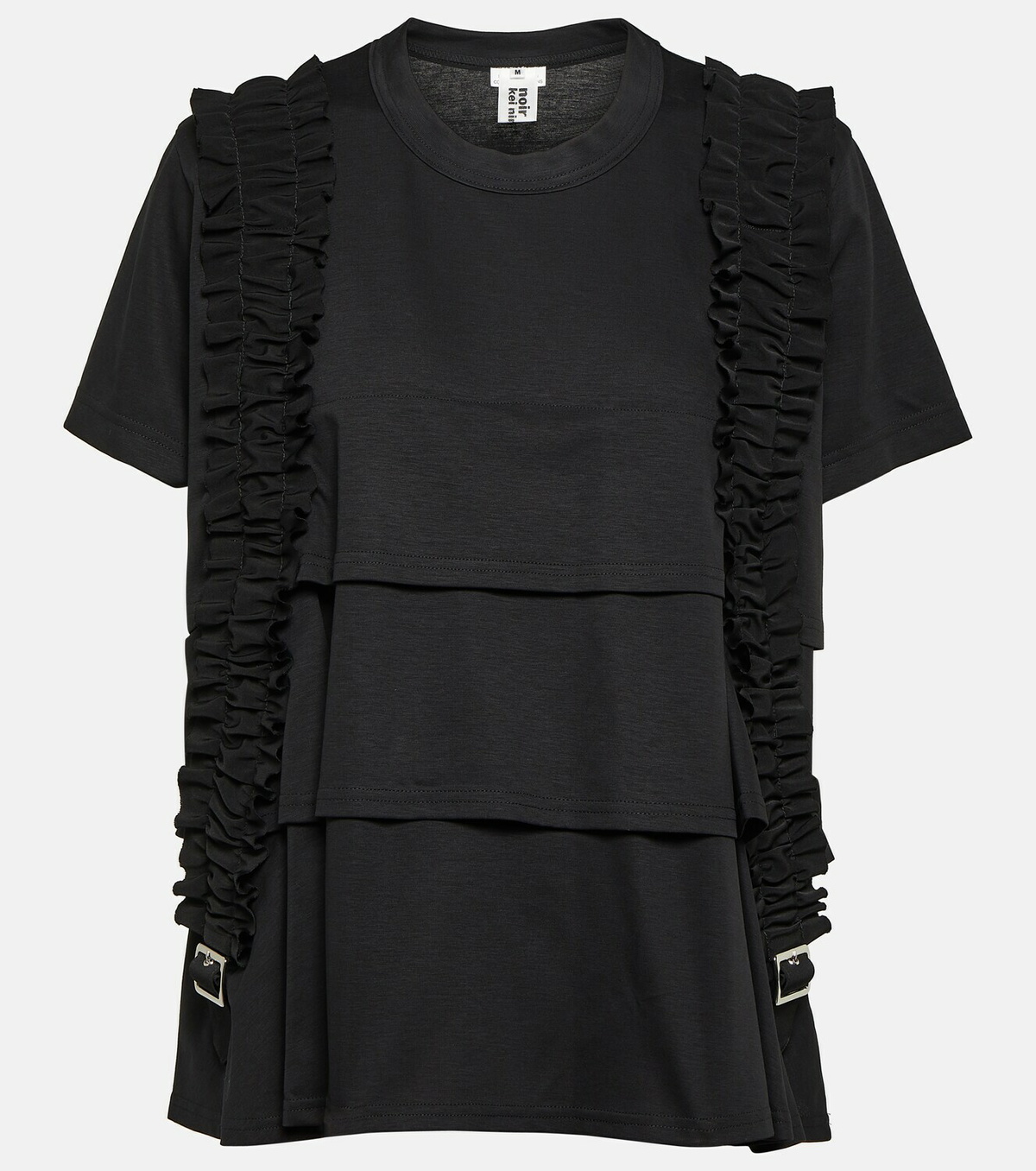 トップス kei Noir Kei Ninomiya Ruffled cotton T-shirt Noir Kei Ninomiya