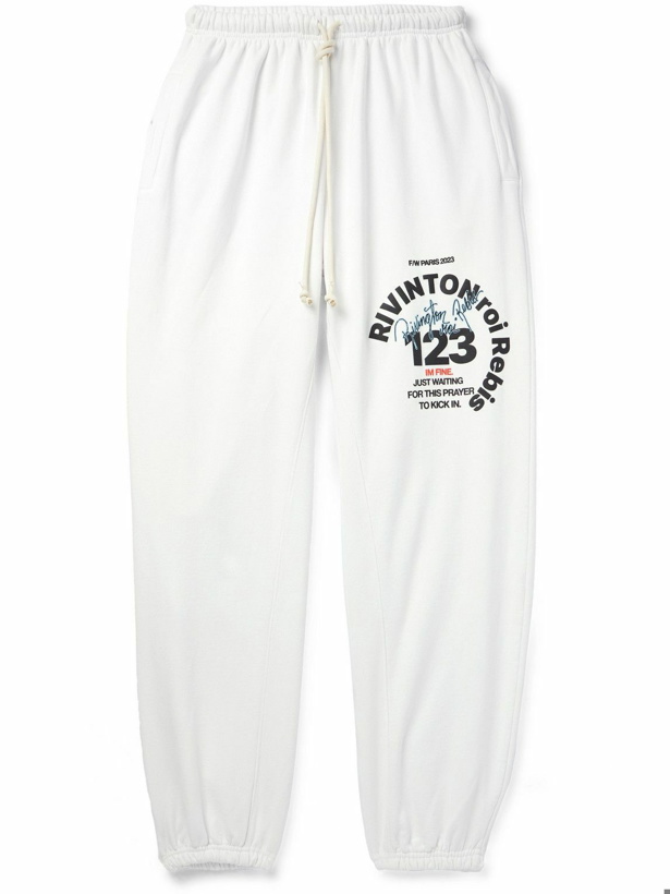 Photo: RRR123 - Tapered Logo-Print Cotton-Jersey Sweatpants - White