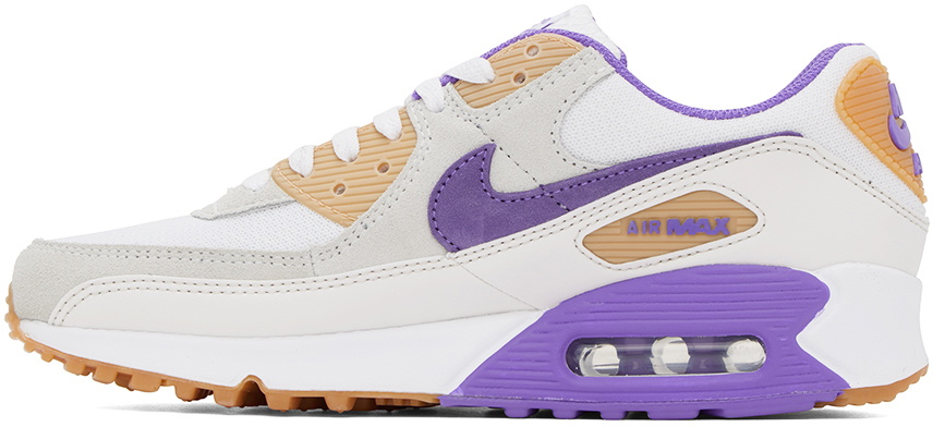 Nike White & Purple Air Max 90 Sneakers