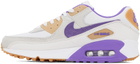 Nike White & Purple Air Max 90 Sneakers