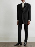 SAINT LAURENT - Grosgrain-Trimmed Pinstriped Wool Tuxedo Jacket
