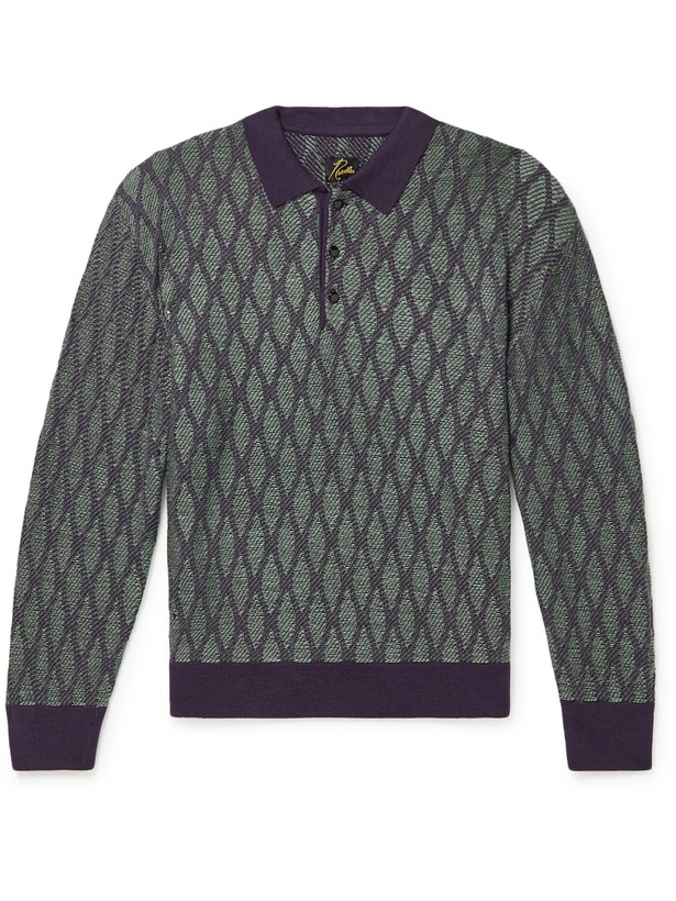 Photo: Needles - Jacquard-Knit Polo Shirt - Purple