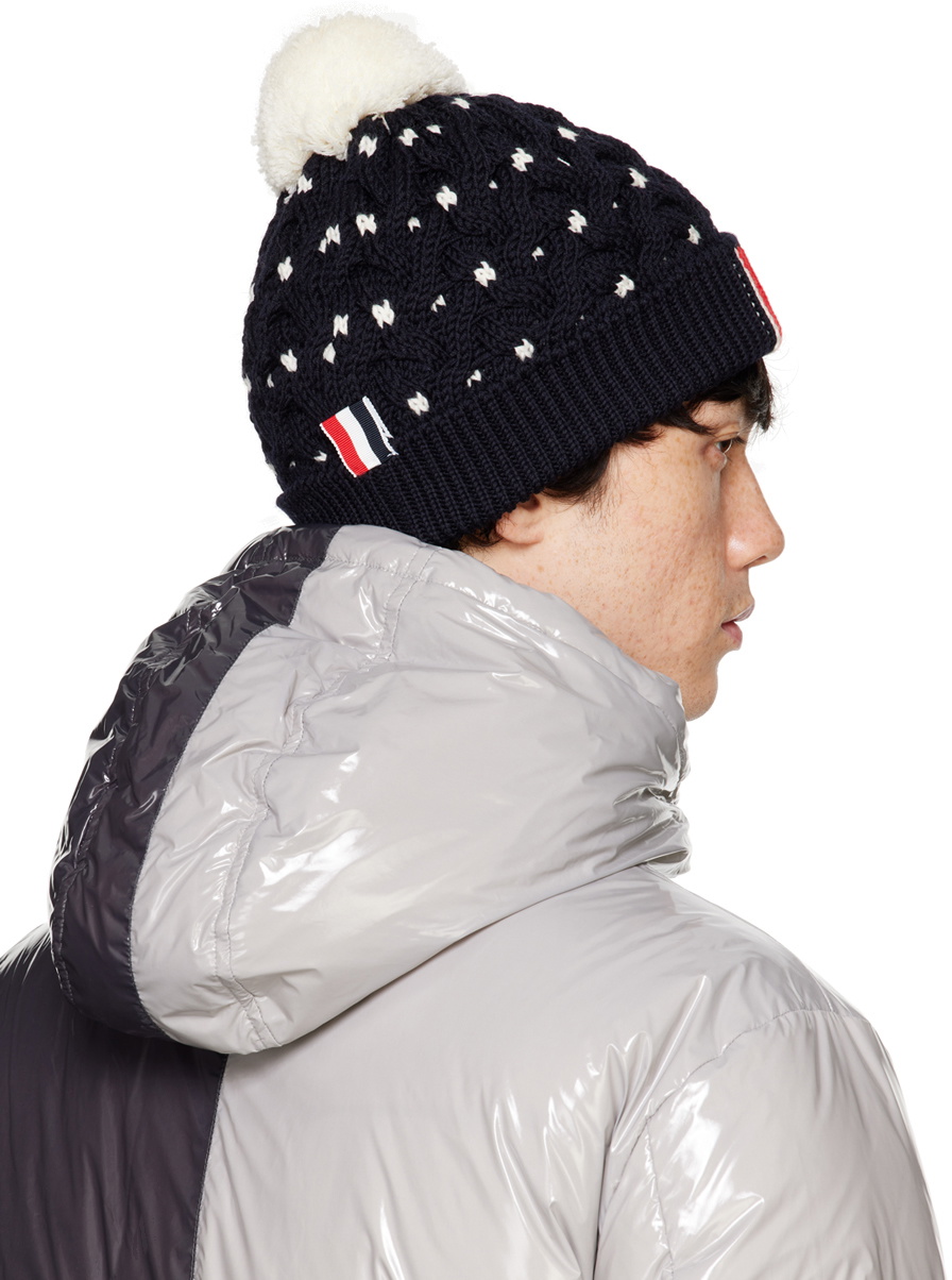 Thom Browne Navy Cable RWB Striped Beanie