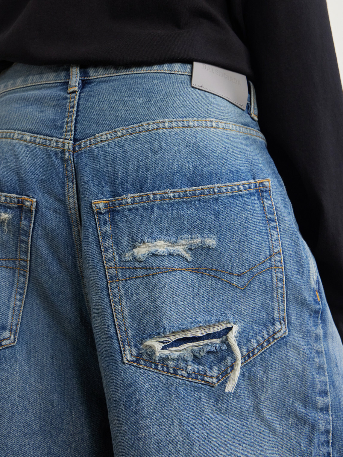 Balenciaga - Wide-Leg Distressed Jeans - Blue