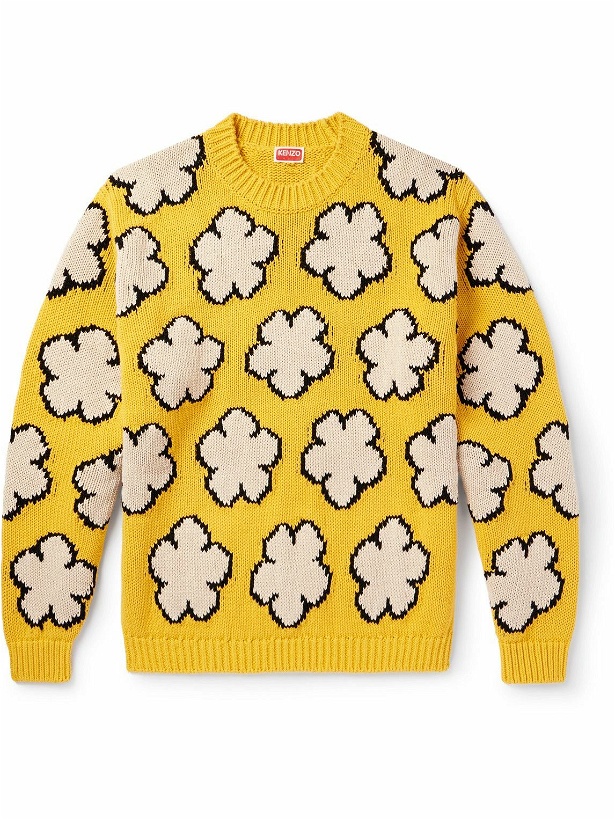 Photo: KENZO - Boke Flower Intarsia Cotton Sweater - Yellow