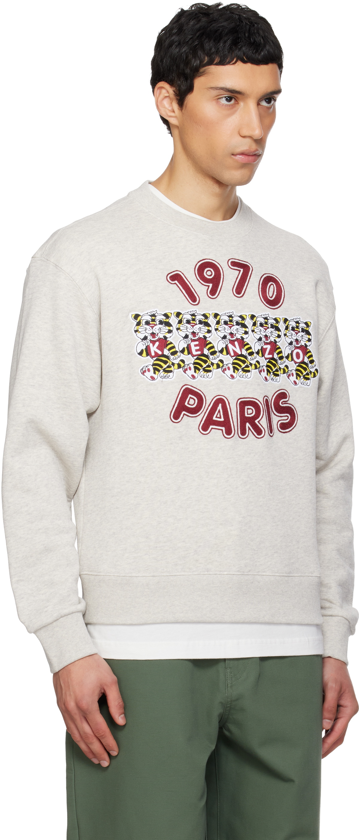 Kenzo Gray Kenzo Paris 'KENZO Wild Tiger' Embroidered Sweatshirt