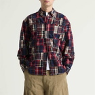FrizmWORKS Men's Madras Patchwork Relaxed Shirt in Wine