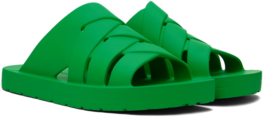 Bottega Veneta Green Rubber Sandals Bottega Veneta Green Rubber Lace Up Flat Sandals Size 41  main image 4