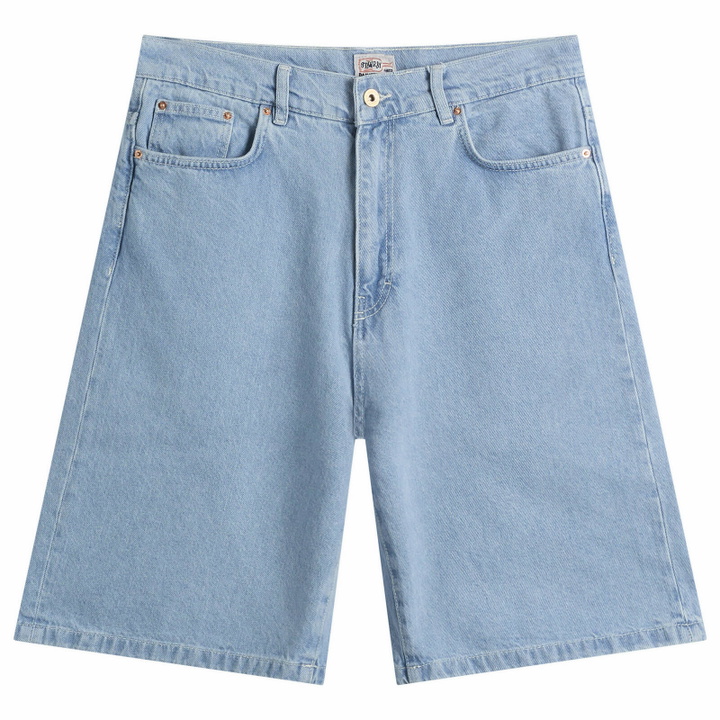 Photo: Stan Ray Men's Wide 5 Denim Shorts in Ice Stone Denim