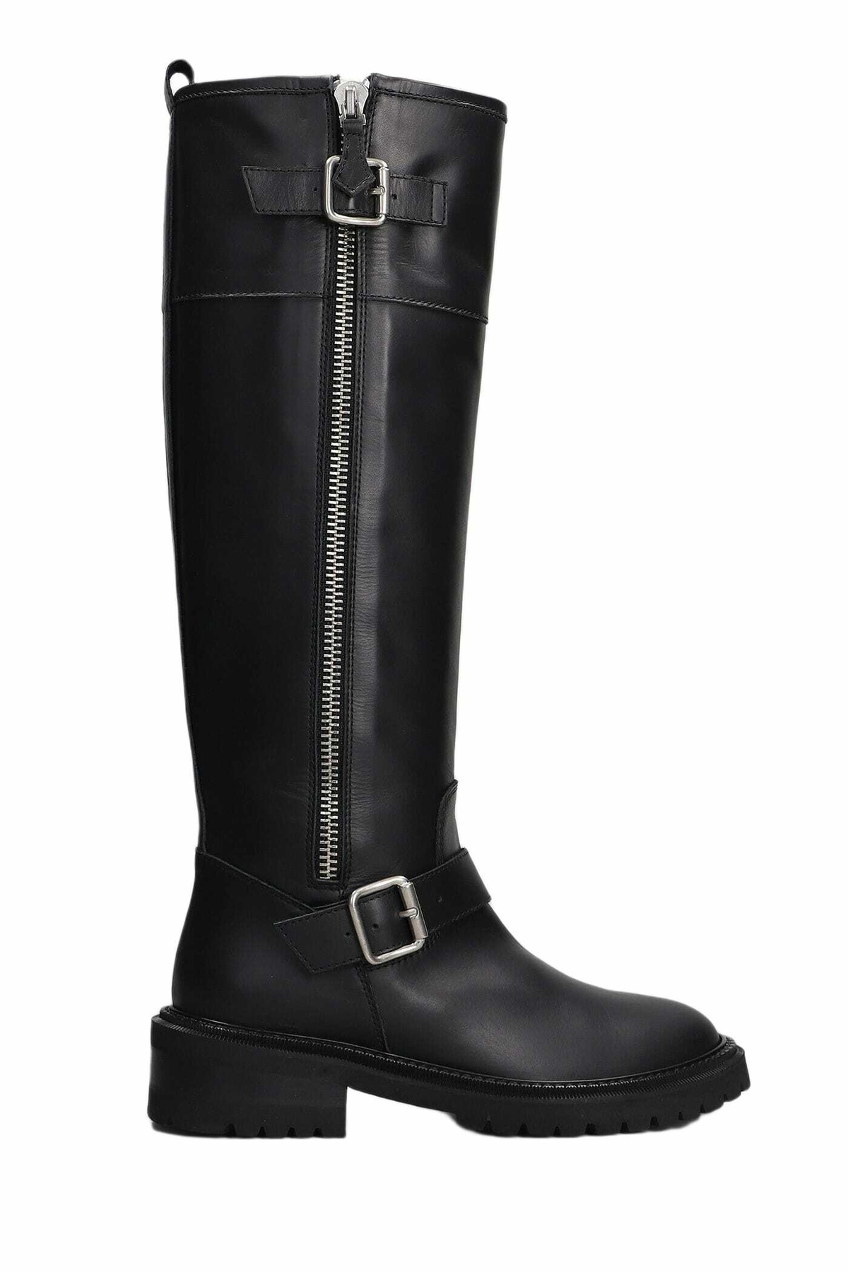 Via Roma 15 Low Heels Boots In Black Leather