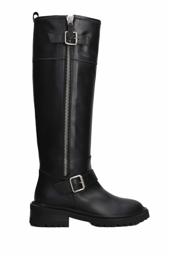 Photo: Via Roma 15 Low Heels Boots In Black Leather