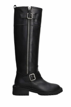 Via Roma 15 Low Heels Boots In Black Leather