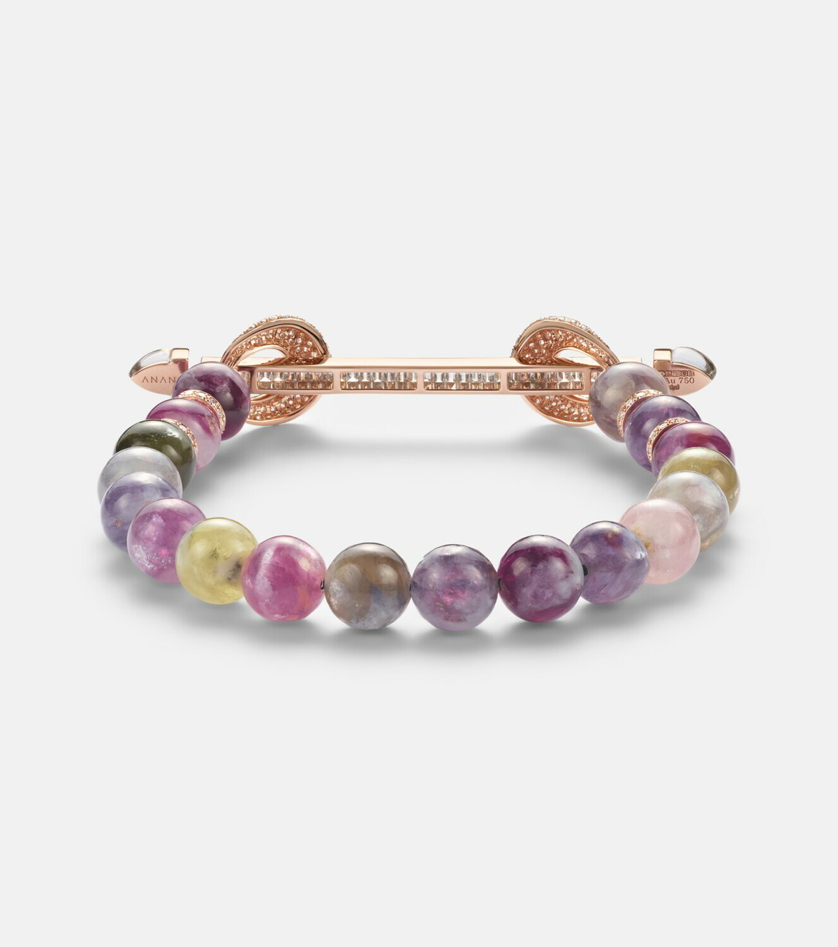 Ananya Chakra 18kt rose gold beaded bracelet with gemstones