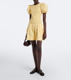 Ganni Shirred cotton-blend minidress