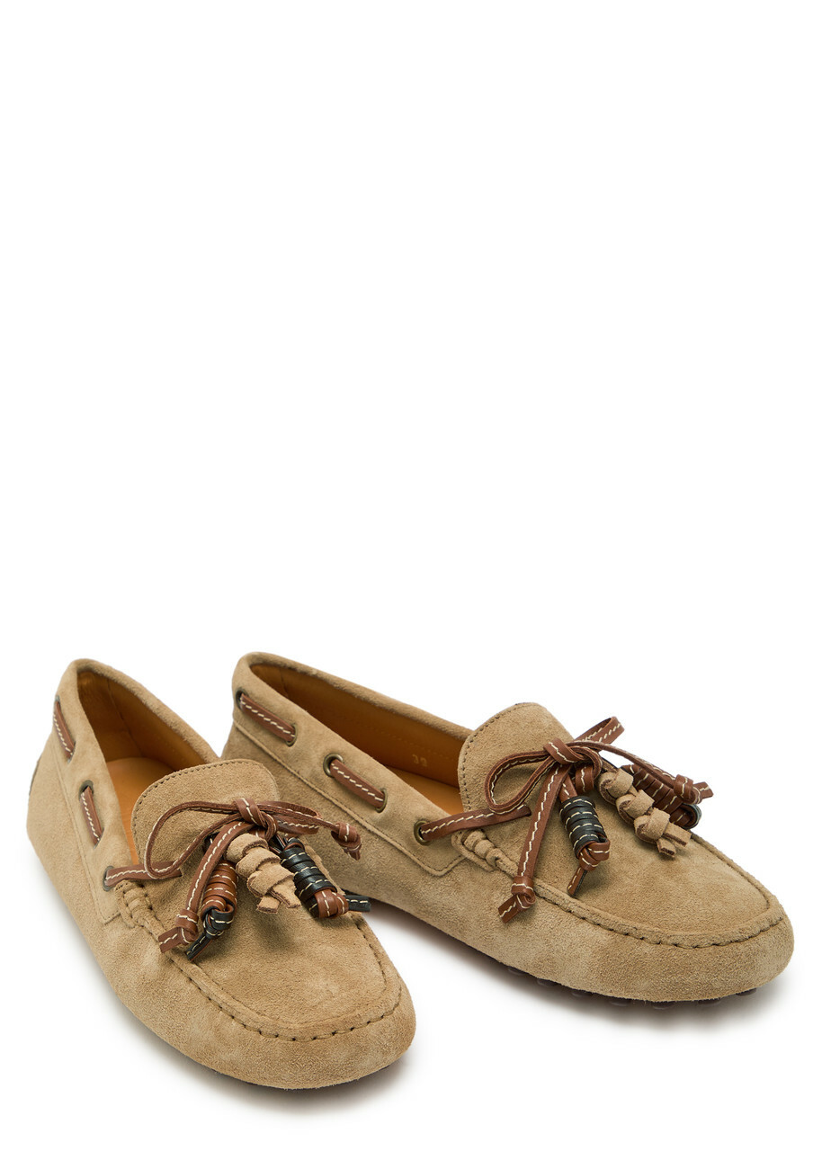 Tods Gommino Suede Loafers Camel