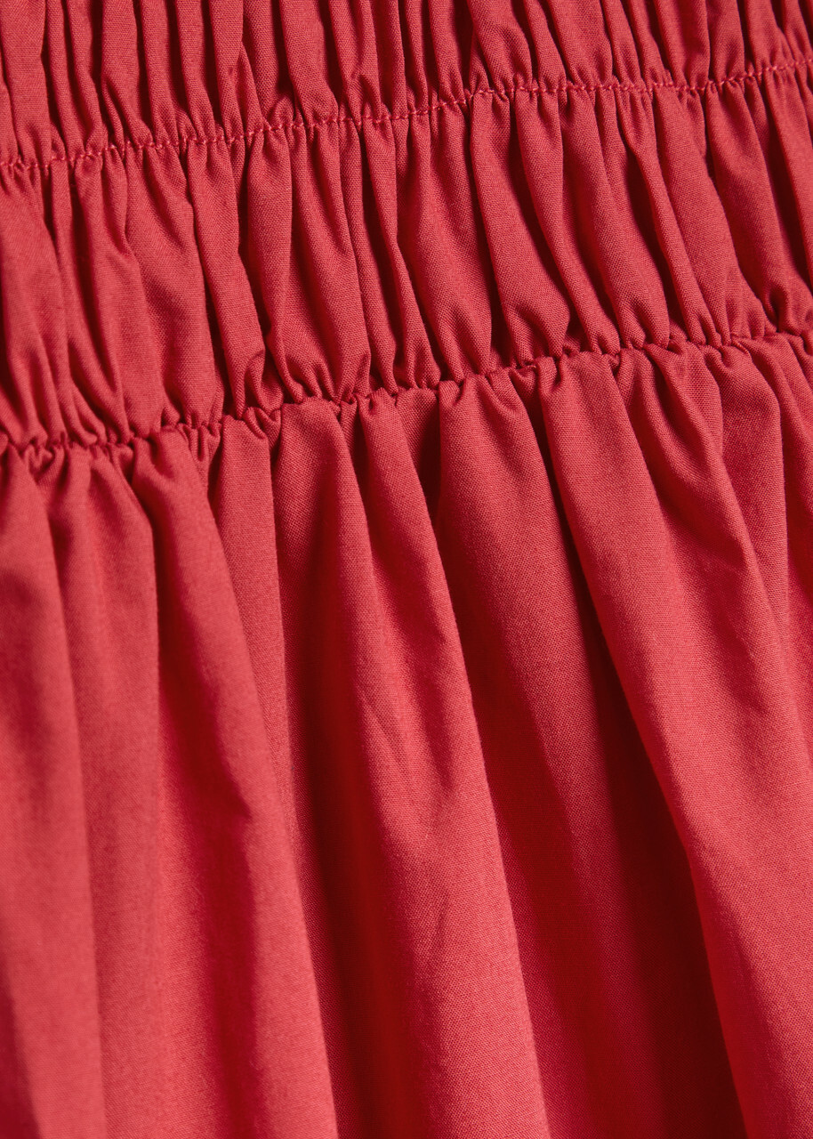 Faithfull The Brand Sanchia Shirred Cotton Midi Dress Red