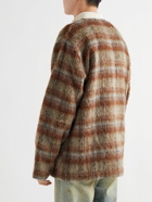 Our Legacy - Checked Brushed Jacquard-Knit Cardigan - Brown
