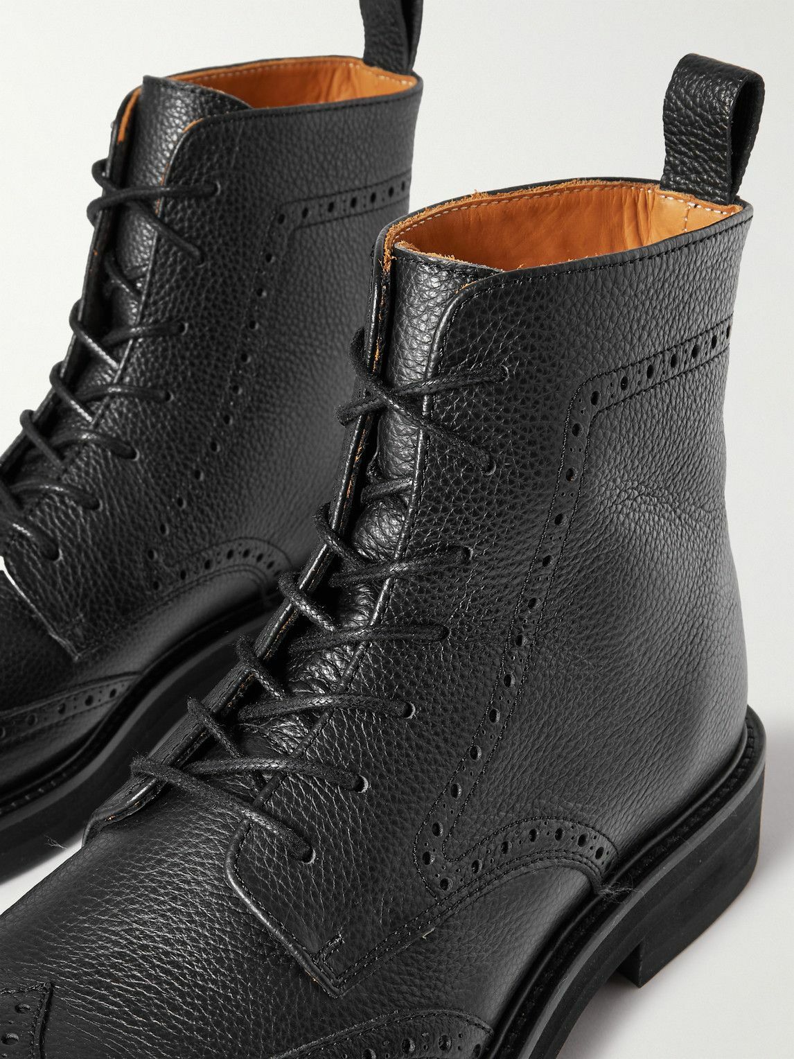 Mr P Jacques Full Grain Leather Brogue Boots Black Mr P 