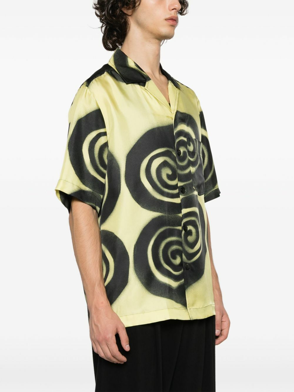 Nanushka Yellow Graphic-Print Silk Shirt