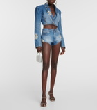 Area Embellished denim shorts