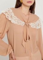 Chloe Lace-trim Silk-georgette Blouse Pink