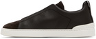 ZEGNA Brown Triple Stitch Sneakers