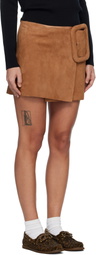 AMI Paris Tan Goat Leather Big Buckle Belted Miniskirt
