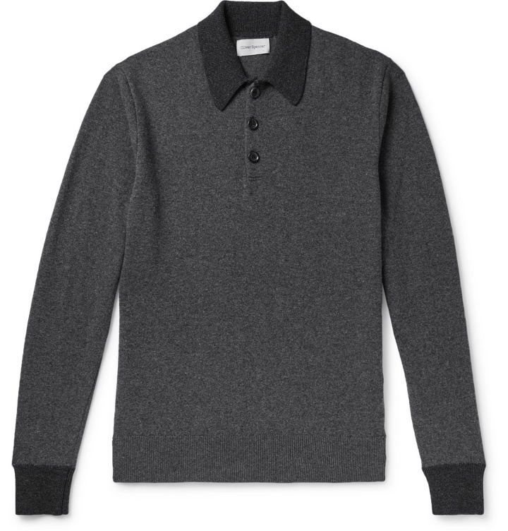 Photo: Oliver Spencer - Pablo Two-Tone Mélange Virgin Wool Polo Shirt - Gray
